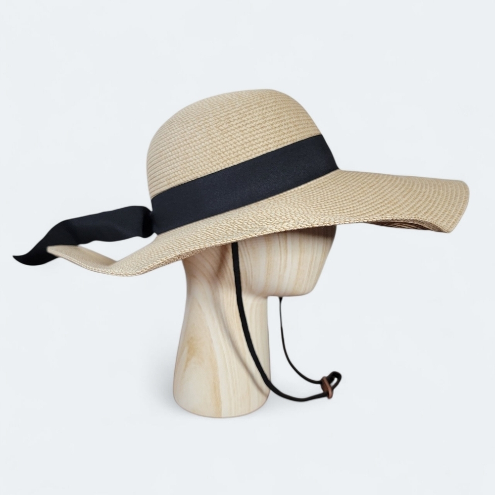 NEW Furtalk Sun Hat Size M / L Woven Black Ribbon UPF 80+ Protection Summer